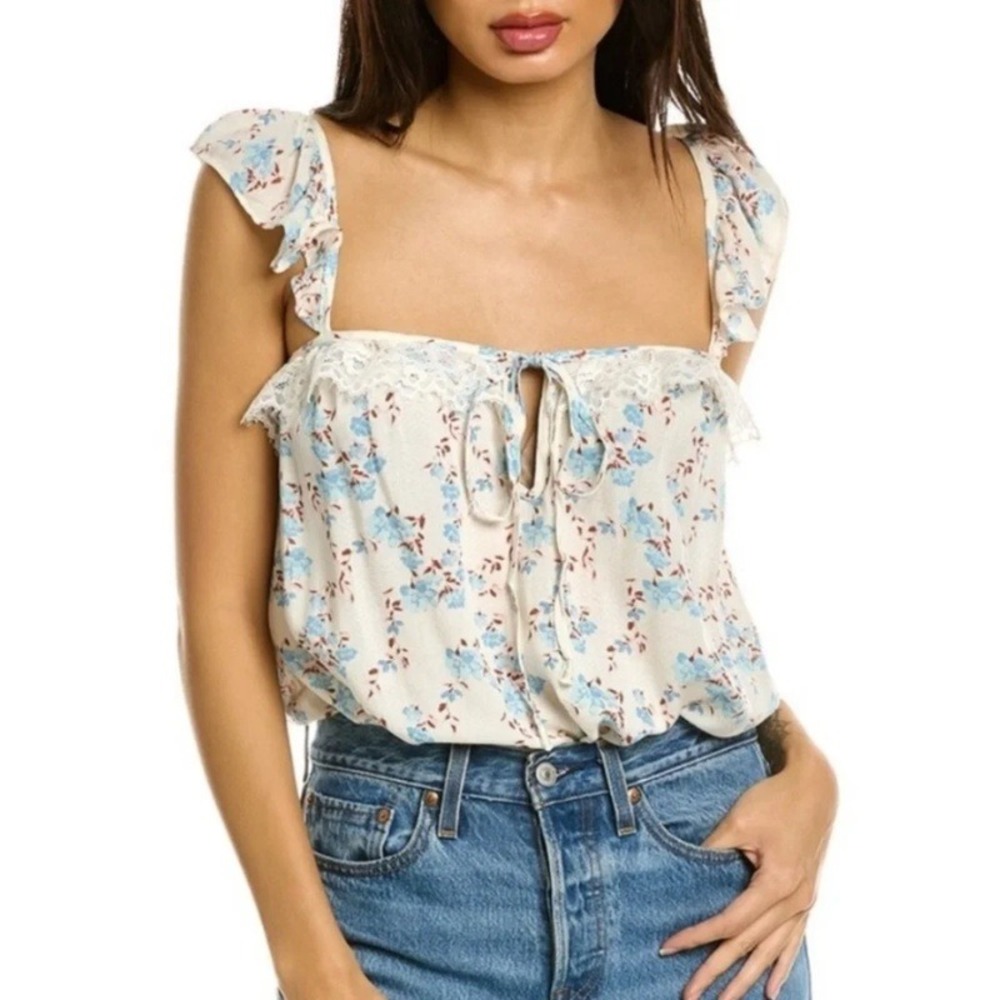 Intimately Free People Take It Away Bodysuit Floral Cream Dainty Coquette S NWT